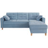 ECKSOFA Hellblau Samt  - Naturfarben/Hellblau, Design, Holz/Textil (231/160cm) - Livetastic