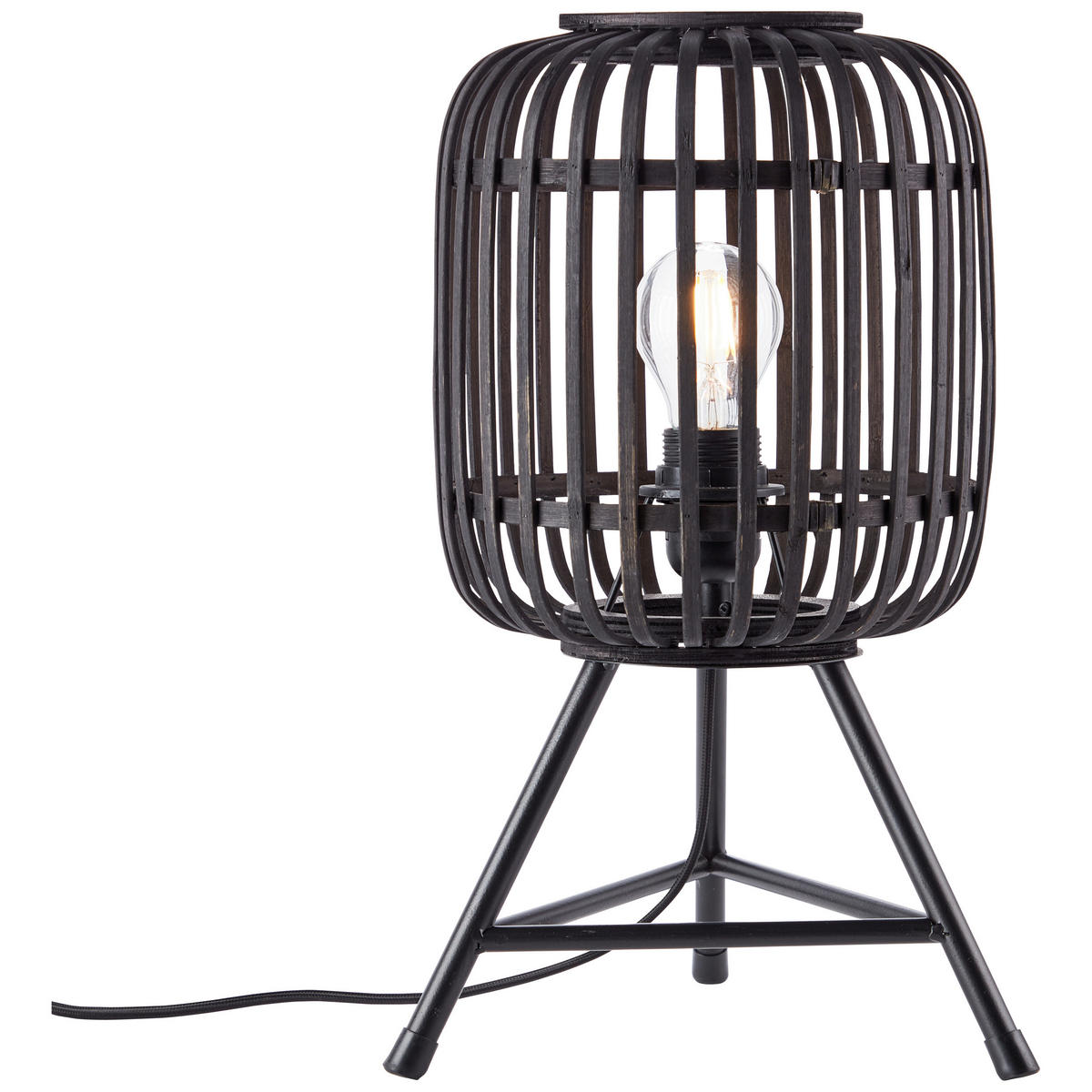 TISCHLEUCHTE 30/41 cm   - Dunkelbraun/Schwarz, Design, Holz/Metall (30/41cm) - Brilliant