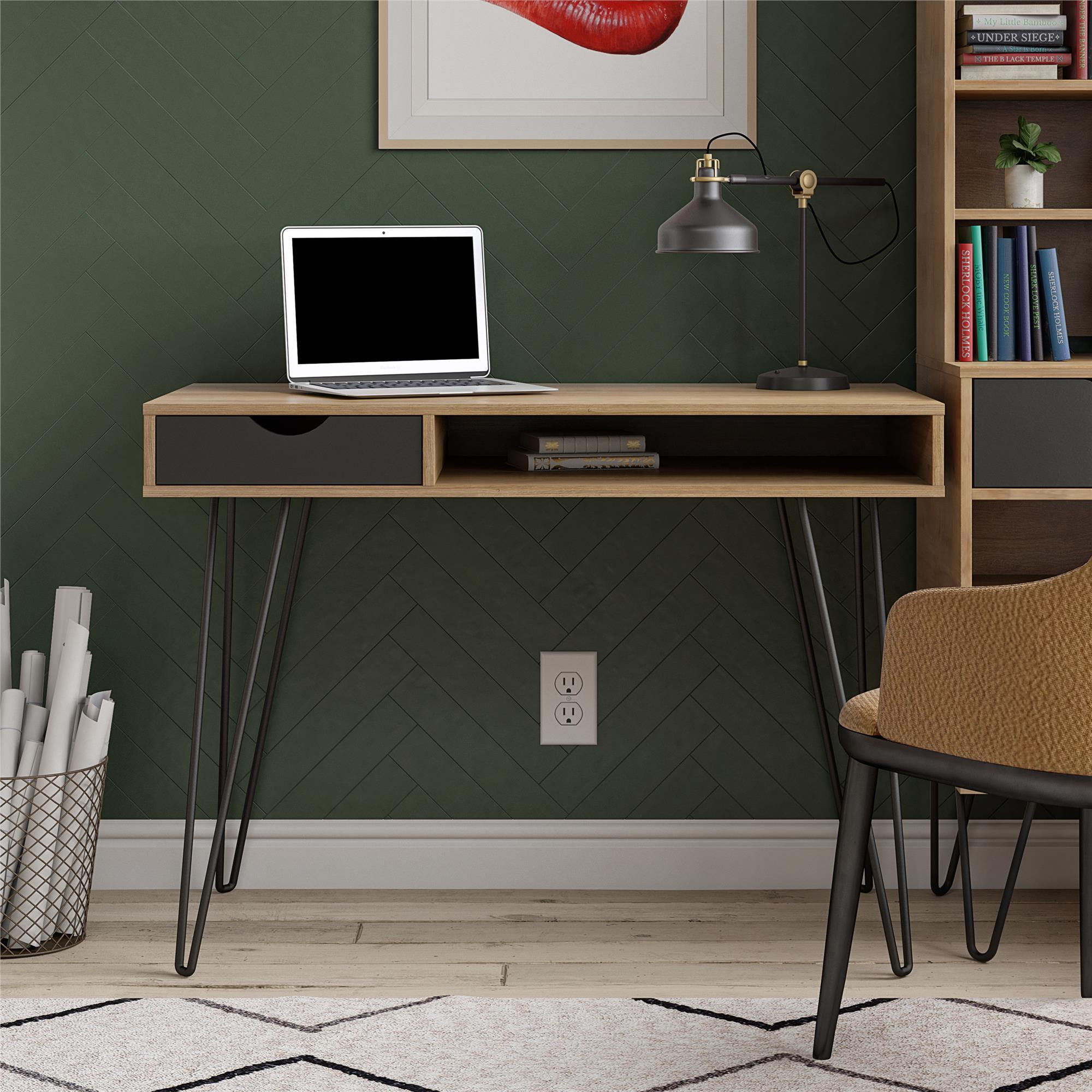 SCHREIBTISCH 106/77/49 cm  in Naturfarben, Schwarz  - Schwarz/Naturfarben, Design, Holzwerkstoff/Metall (106/77/49cm) - MID.YOU