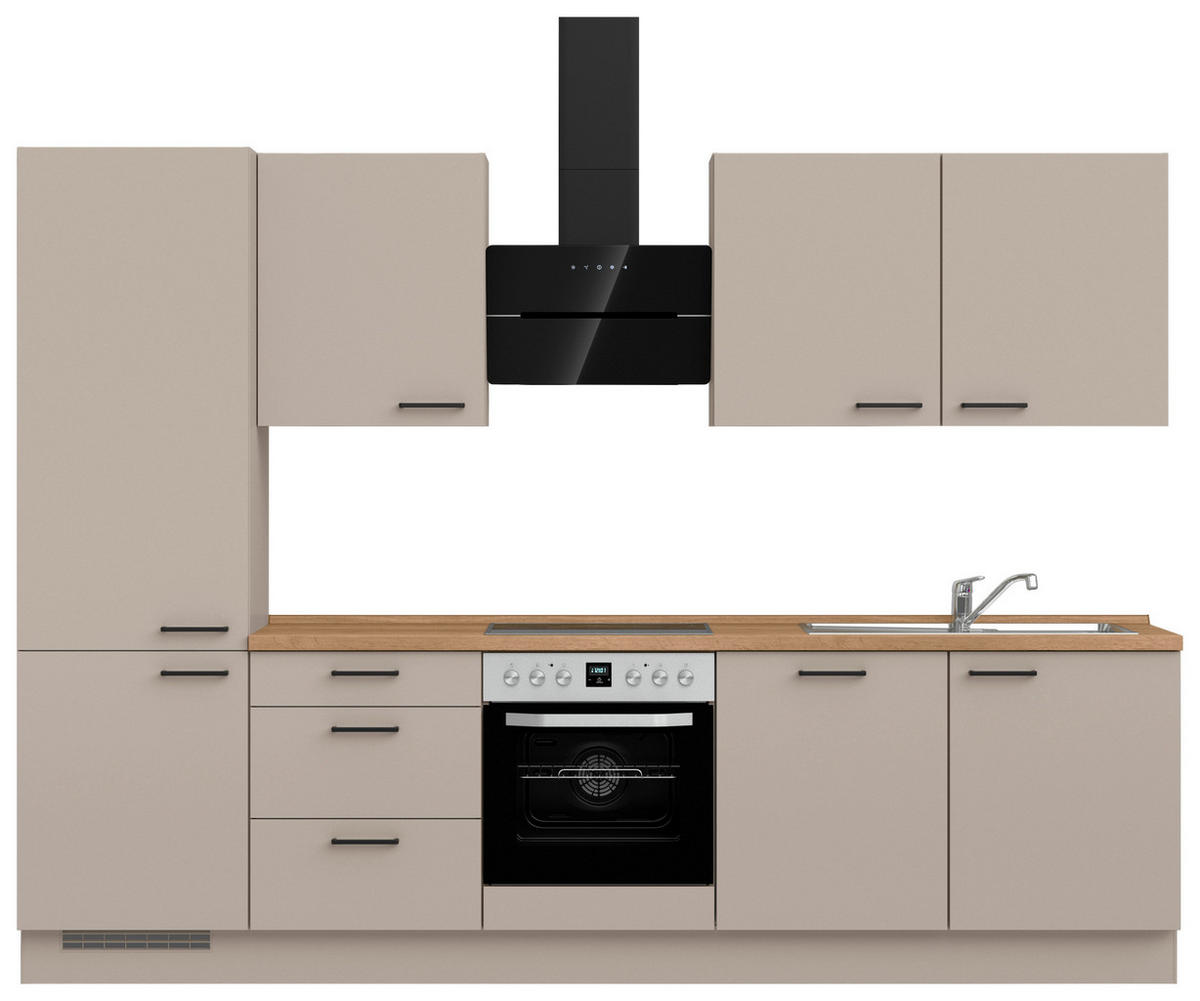 KÜCHENBLOCK Easytouch 300 cm  in Eichefarben, Sandfarben  - Sandfarben/Eichefarben, MODERN, Holzwerkstoff/Metall (300cm) - Nobilia
