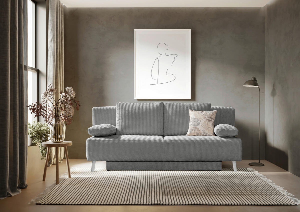 ROZKLÁDACÍ POHOVKA, textil, světle šedá - světle šedá, Moderní, kov/textil (193/85/88cm) - Novel