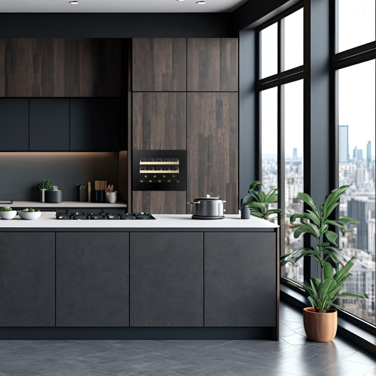 WEINKÜHLSCHRANK DVN-19.50B.TO  - Schwarz, Basics, Glas/Holz (59/45,5/56,9cm)