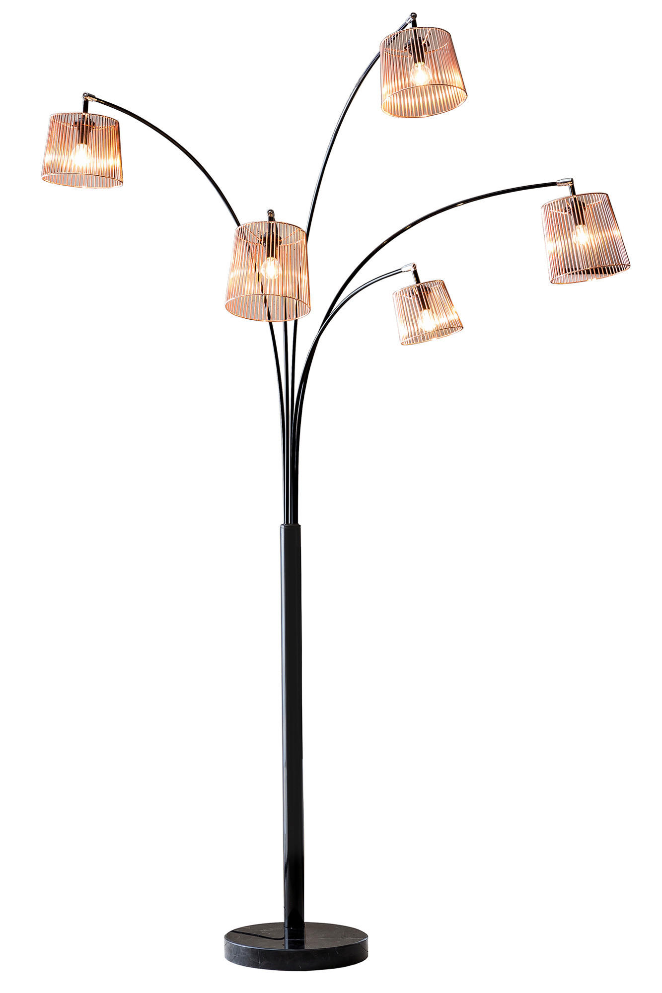 BOGENLEUCHTE  122/213/38 cm   - Schwarz/Kupferfarben, Design, Stein/Metall (122/213/38cm) - P & B