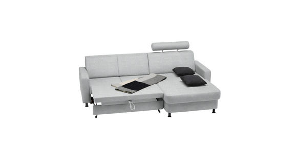 ECKSOFA  in Webstoff Hellgrau  257/165 cm  - Hellgrau/Schwarz, Design, Kunststoff/Textil (257/165cm) - Xora