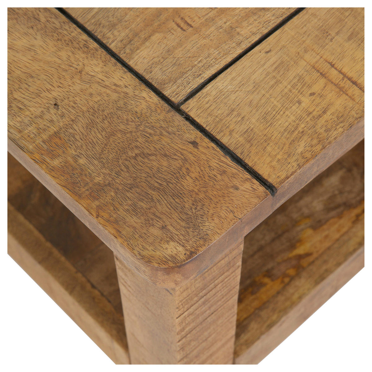 COUCHTISCH Mangoholz massiv 70/70/45 cm quadratisch Naturfarben, Schwarz  - Schwarz/Naturfarben, KONVENTIONELL, Holz/Metall (70/70/45cm) - Landscape