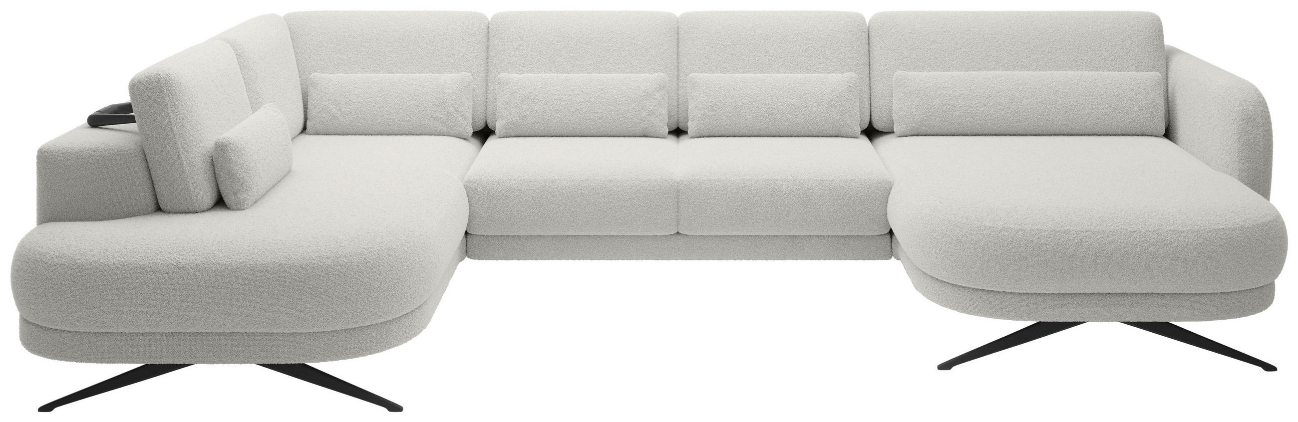 WOHNLANDSCHAFT Creme Webstoff  - Creme/Schwarz, Design, Textil/Metall (111/346/104cm) - Livetastic