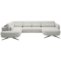 WOHNLANDSCHAFT Webstoff Creme  - Creme/Schwarz, Design, Textil/Metall (111/346/104cm) - Livetastic