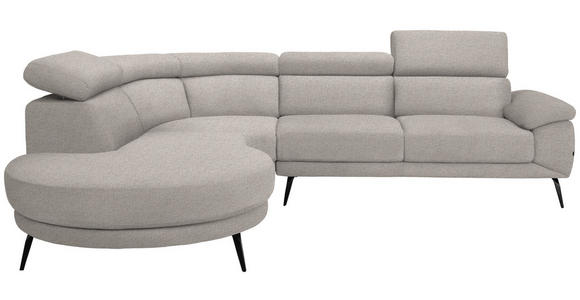 ECKSOFA Sandfarben Velours  - Sandfarben/Schwarz, Design, Textil/Metall (264/299cm) - Novel