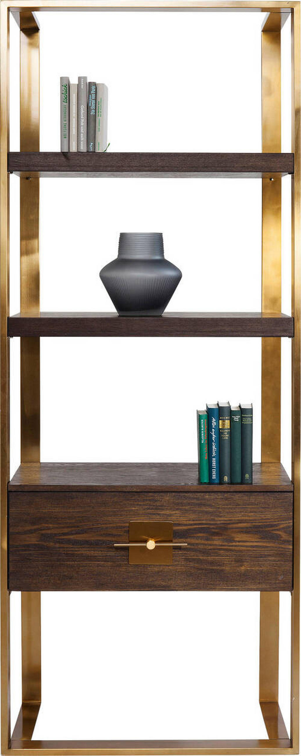REGAL furniert Braun, Messingfarben  - Messingfarben/Braun, Trend, Holzwerkstoff/Metall (82,4/210/45cm) - Kare-Design