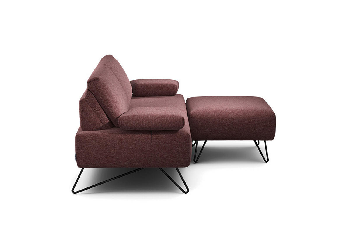 2-SITZER-SOFA Chenille Rot  - Rot/Schwarz, Design, Textil/Metall (164-194/85/86-94cm) - SENSOO