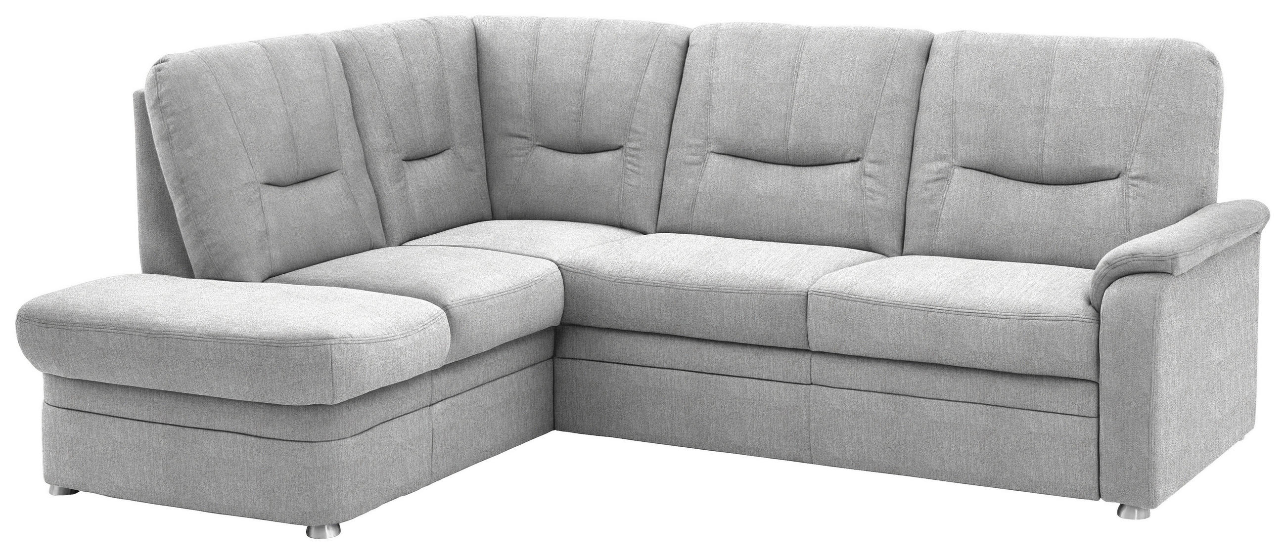 ECKSOFA Chenille Silberfarben  - Silberfarben/Schwarz, Konventionell, Kunststoff/Textil (185/235cm) - Beldomo Comfort