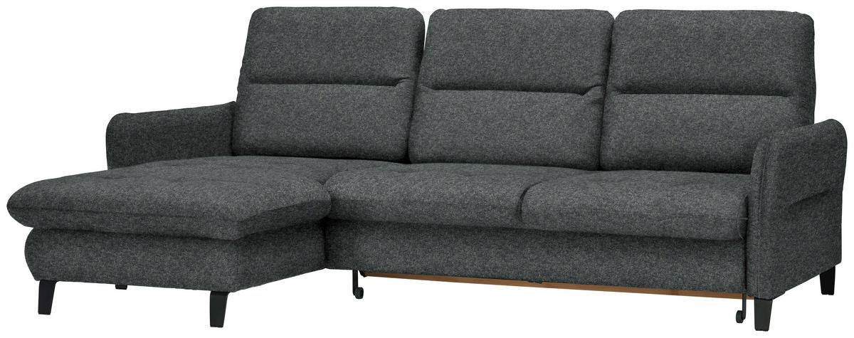 ECKSOFA Grau Chenille  - Schwarz/Grau, KONVENTIONELL, Textil/Metall (190/254cm) - Livetastic