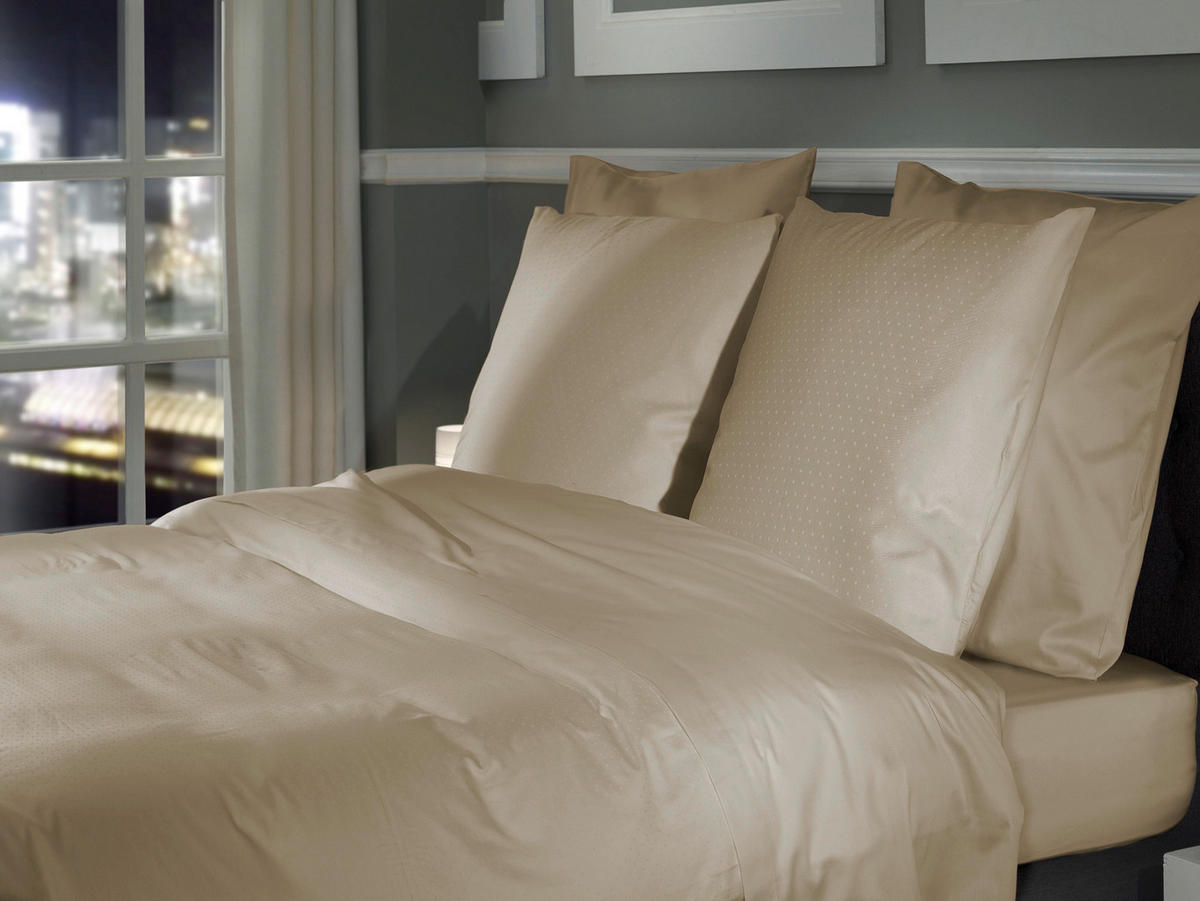 BETTWÄSCHE 2-teilig Punto Makosatin 135/200 cm  - Sandfarben, Basics, Textil (135/200cm)