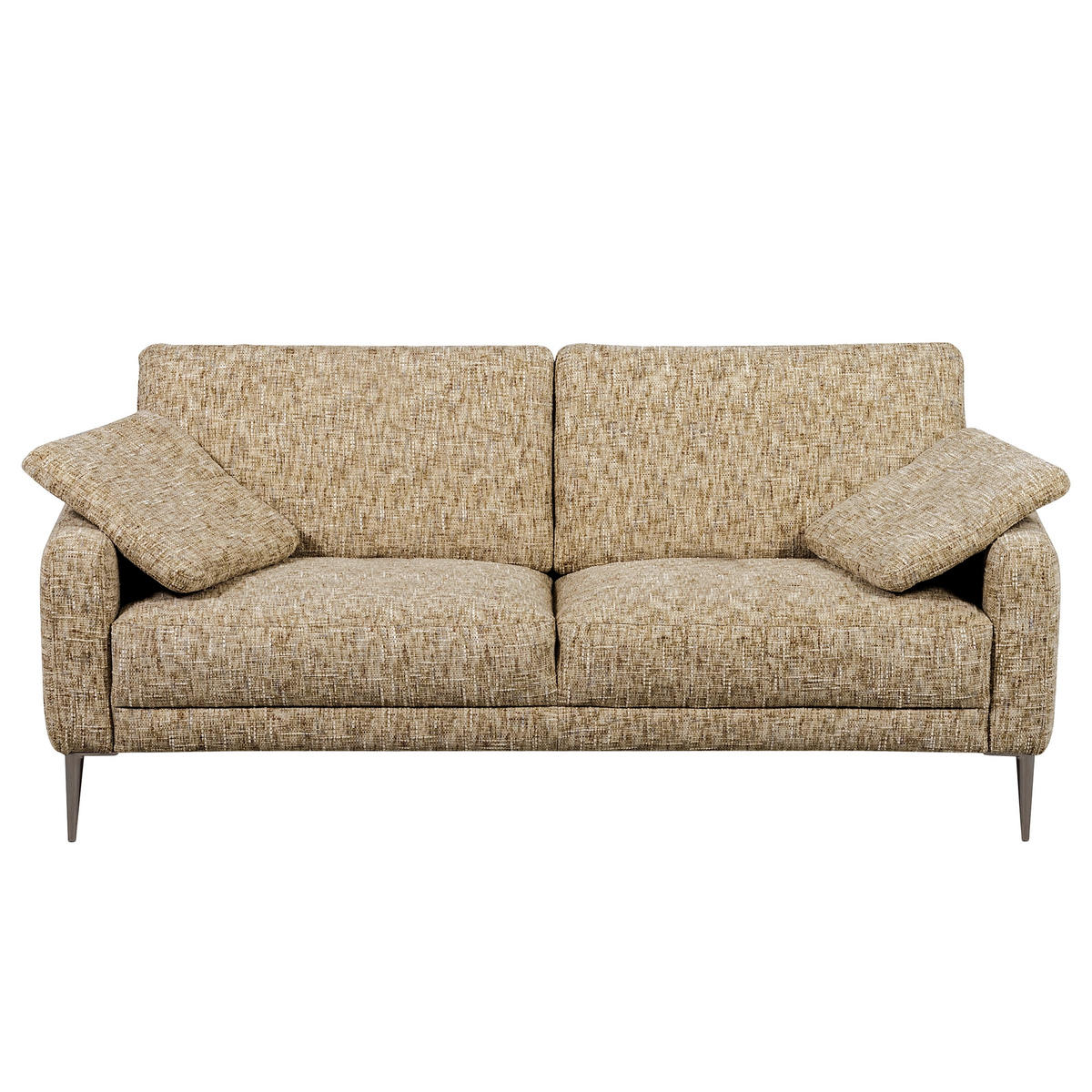3-SITZER-SOFA Webstoff Hellbraun  - Hellbraun/Schwarzchrom, Design, Textil/Metall (187/85/92cm) - Livetastic