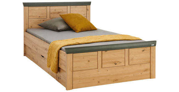 BETT 120/200 cm in Eichefarben, Dunkelgrau - Eichefarben/Dunkelgrau, ROMANTIK / LANDHAUS, Holzwerkstoff (120/200cm) - Hom`in