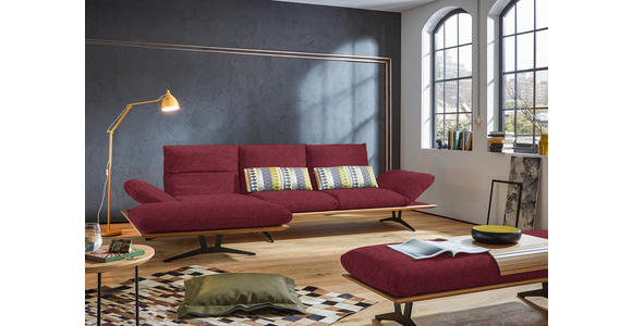 ECKSOFA in Flachgewebe Bordeaux  - Bordeaux/Schwarz, Design, Holz/Textil (159/314cm) - Dieter Knoll