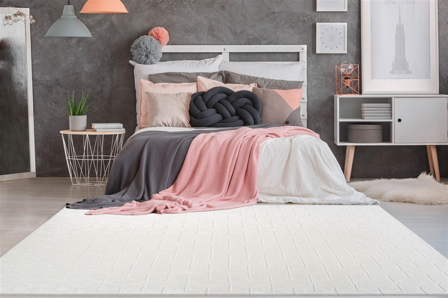 TEPPICH 160/230 cm Vivica 125 Weiß Weiß - Weiß, KONVENTIONELL, Textil (160/230cm)