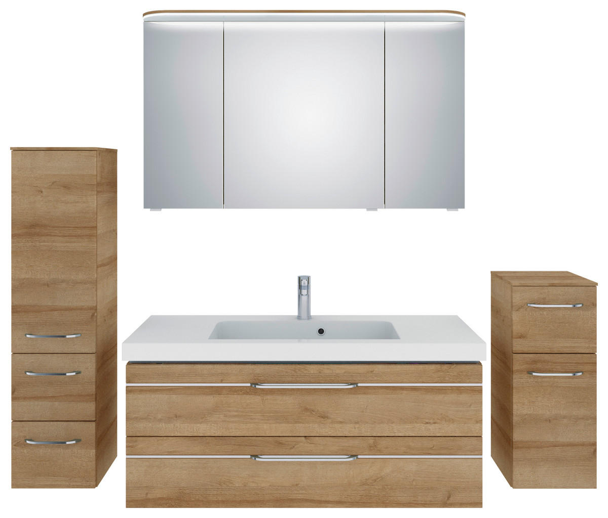 BADEZIMMER 5-teilig  in 183 cm  - Chromfarben/Eichefarben, KONVENTIONELL, Glas/Holzwerkstoff (183cm) - Pelipal