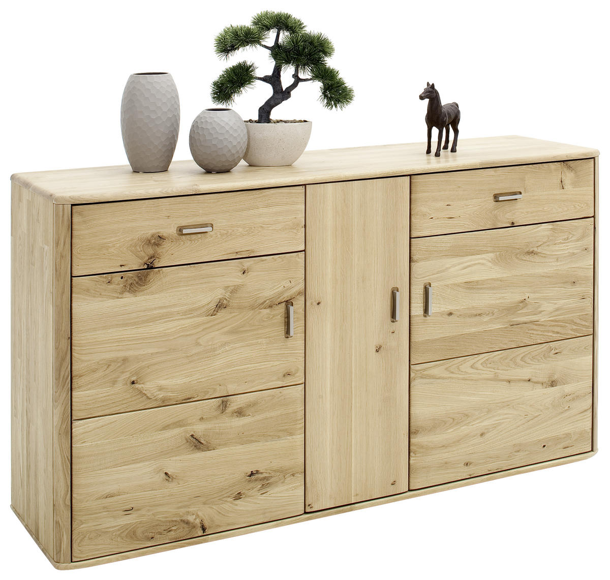 SIDEBOARD 156/90/44 cm  in Eichefarben  - Eichefarben/Silberfarben, Design, Holz/Metall (156/90/44cm) - Livetastic