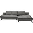 ECKSOFA Blau, Braun Chenille Rückenkissen, Bettkasten, Schlaffunktion, Rücken echt  - Blau/Schwarz, MODERN, Textil/Metall (290/182cm) - Hom`in