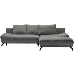 ECKSOFA Blau, Braun Chenille Rückenkissen, Bettkasten, Schlaffunktion, Rücken echt  - Blau/Schwarz, MODERN, Textil/Metall (290/182cm) - Hom`in