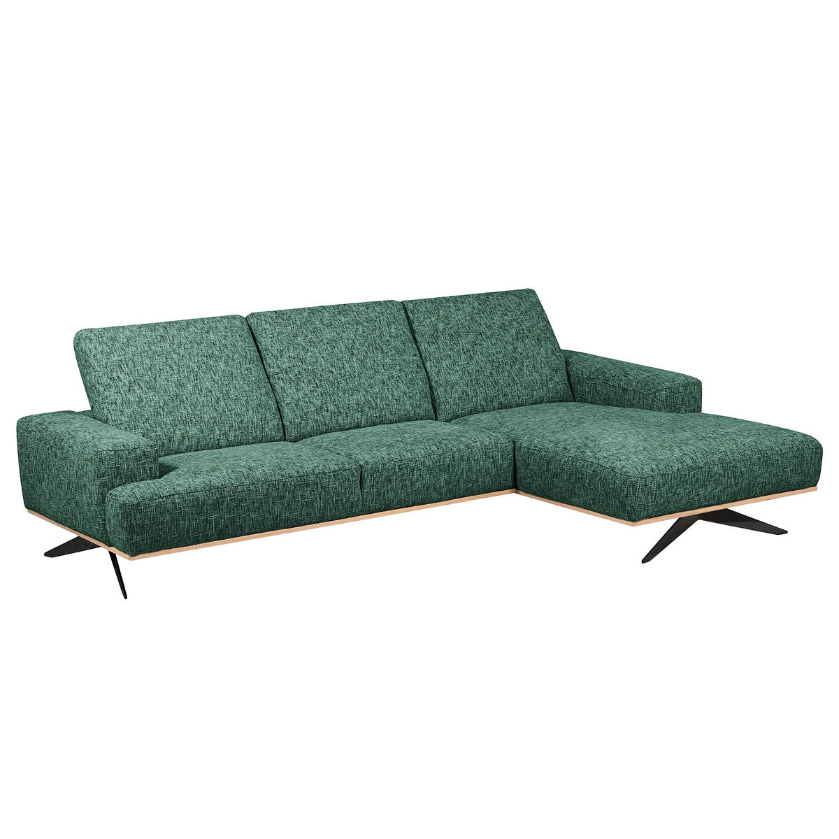 ECKSOFA Struktur Grün  - Schwarz/Grün, Design, Holz/Textil (295/187cm) - Livetastic
