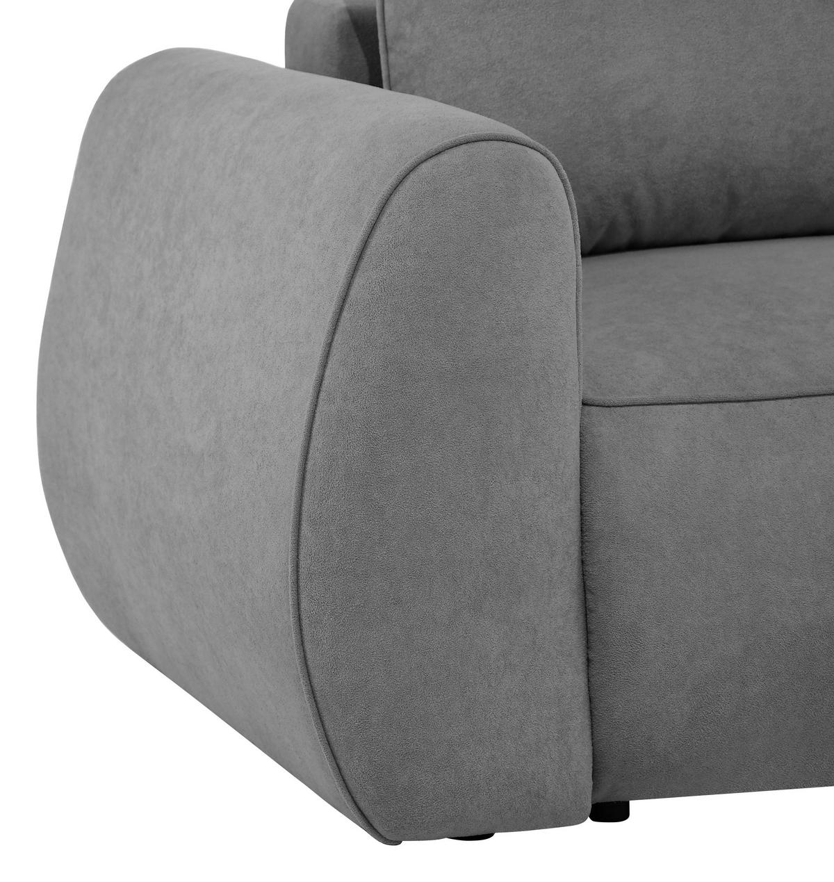 SCHLAFSOFA Chenille Grau  inkl. Zierkissen, Rückenkissen, Bettkasten, Schlaffunktion, Rücken echt, Liegefläche im Originalstoff  - Schwarz/Grau, KONVENTIONELL, Kunststoff/Textil (257/96/110cm) - Milino