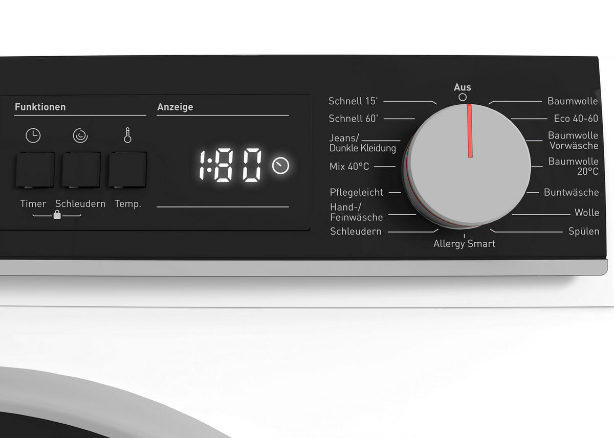 WASCHMASCHINE ES-NFA014BW1NA-DE  - Weiß, Basics, Glas/Kunststoff (59.7/84.5/49,7cm) - Sharp