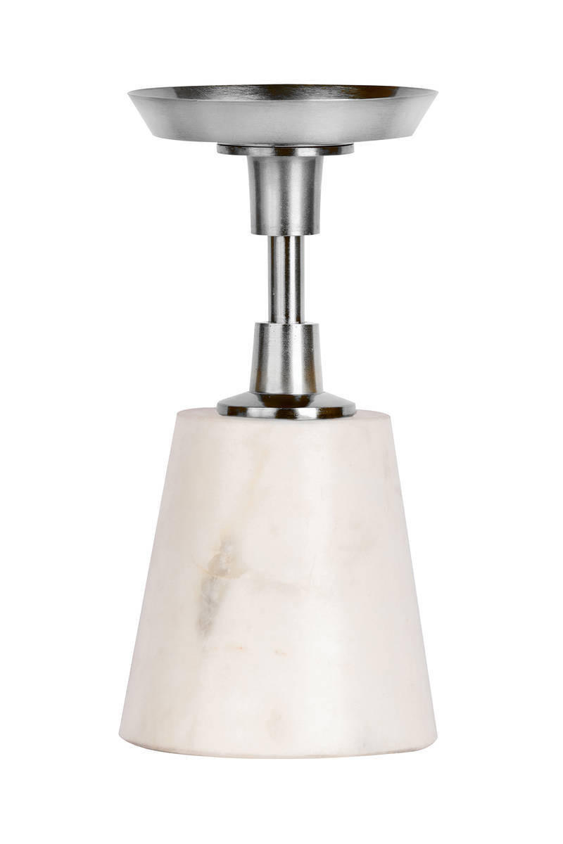 KERZENHALTER - Silberfarben/Weiß, Trend, Stein/Metall (10/22/10cm) - Kayoom