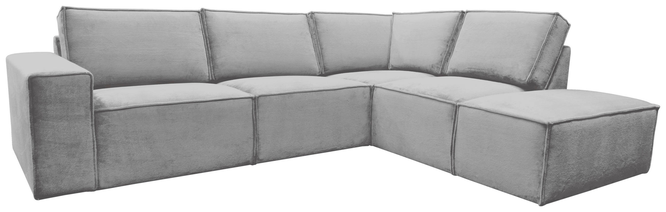 ECKSOFA Hellgrau Chenille  - Hellgrau/Schwarz, KONVENTIONELL, Kunststoff/Textil (275/212cm) - Carryhome