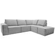 ECKSOFA Hellgrau Chenille  - Hellgrau/Schwarz, KONVENTIONELL, Kunststoff/Textil (275/212cm) - Carryhome