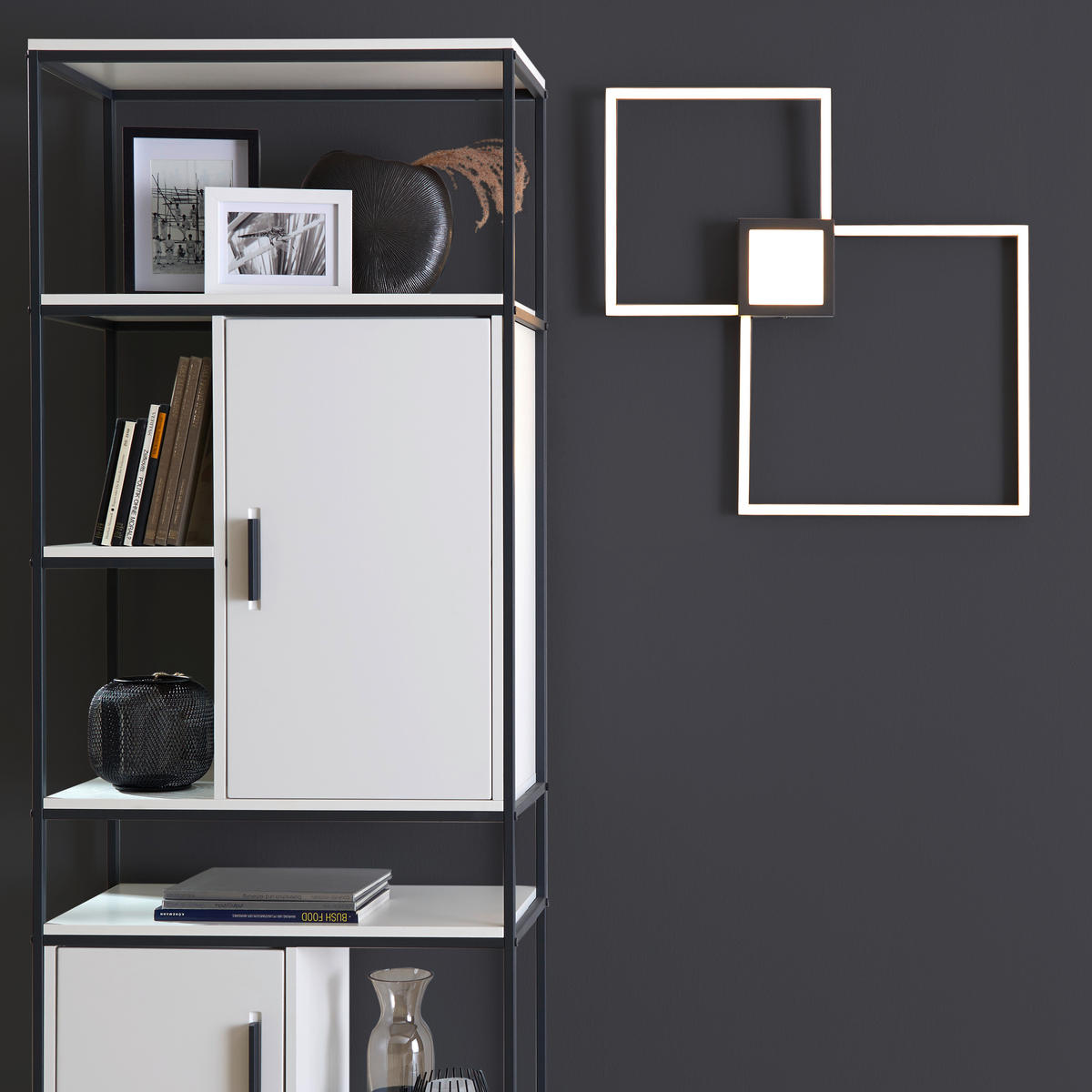 STROPNÉ LED SVIETIDLO, 65/65/5 cm - antracitová, Design, kov/plast (65/65/5cm) - Novel