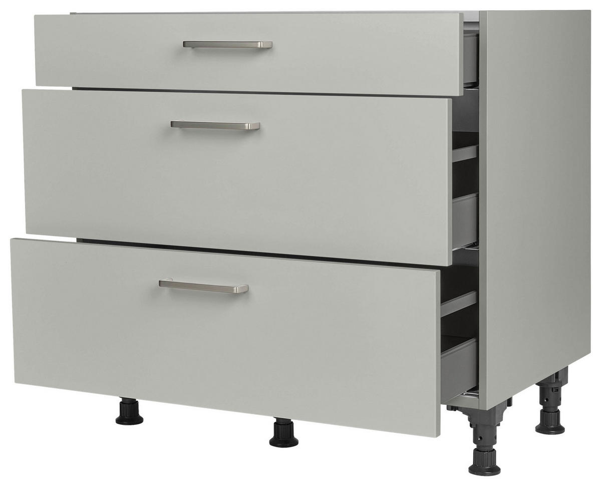 SCHUBKASTENUNTERSCHRANK 90/87/56 cm  in Grau  - Edelstahlfarben/Grau, MODERN, Holzwerkstoff/Metall (90/87/56cm) - Nobilia