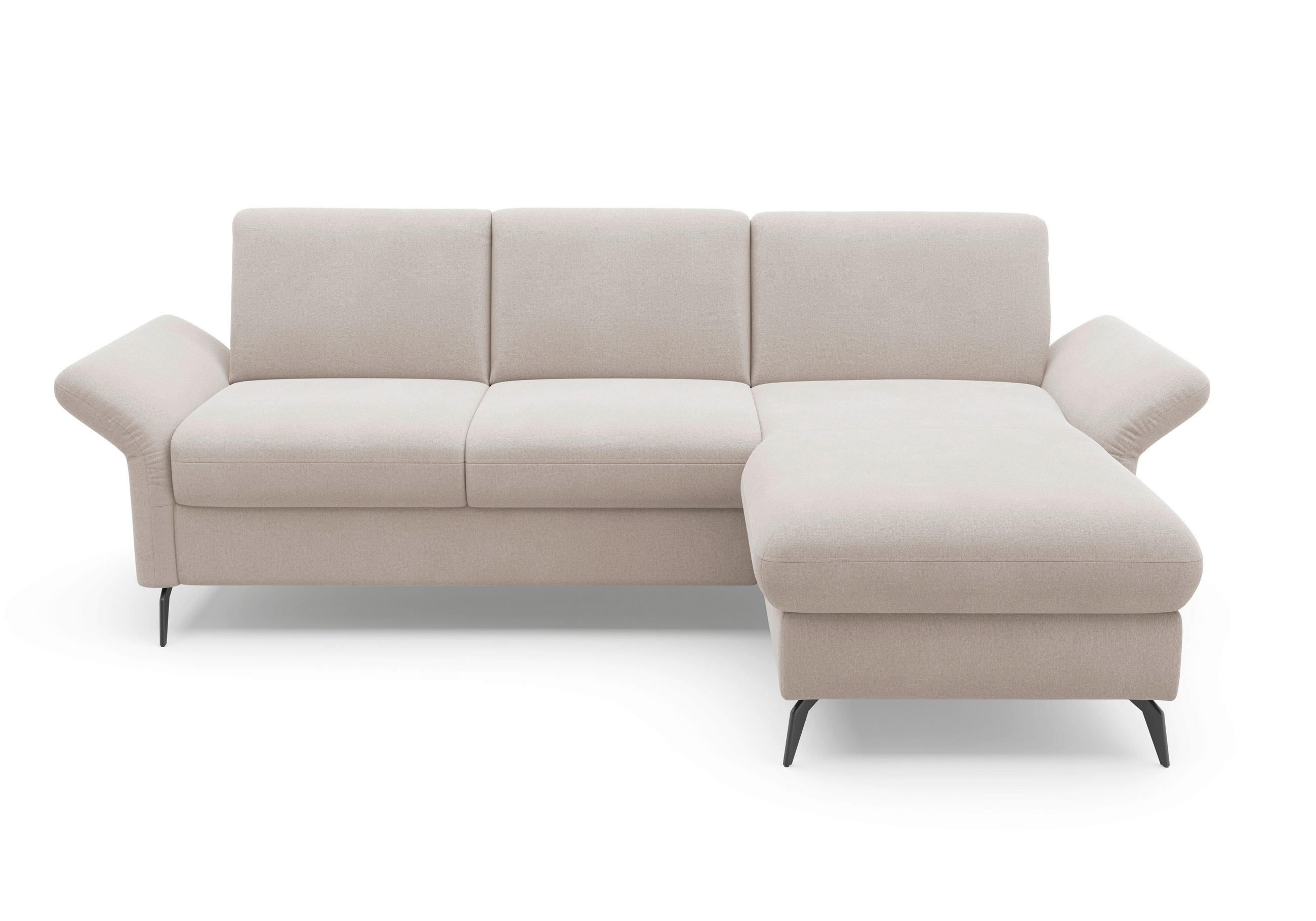 ECKSOFA in Flachgewebe Greige  251/164 cm  - Greige/Schwarz, KONVENTIONELL, Textil/Metall (251/164cm) - Sit & More