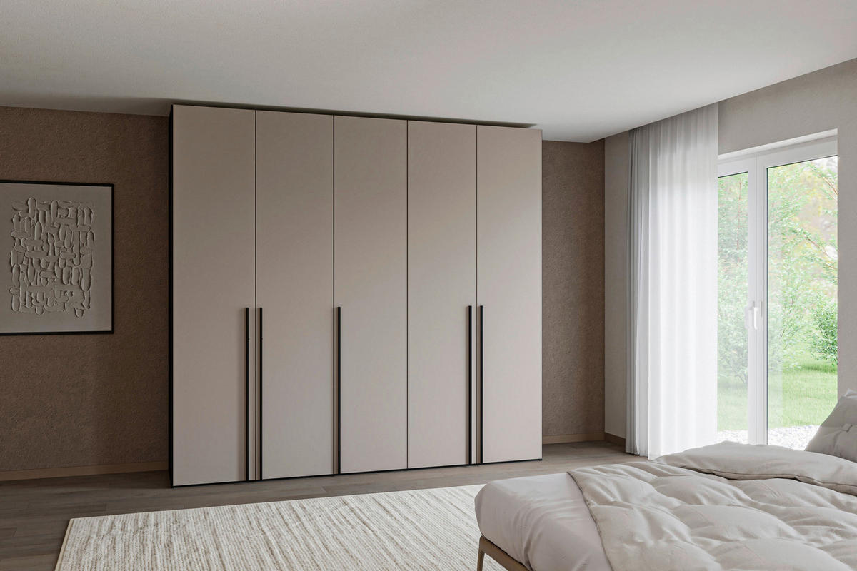 DREHTÜRENSCHRANK 253/236/59 cm,  in Schwarz, Hellbraun, 5-türig  - Hellbraun/Schwarz, Design, Glas/Holzwerkstoff (253/236/59cm) - Jutzler