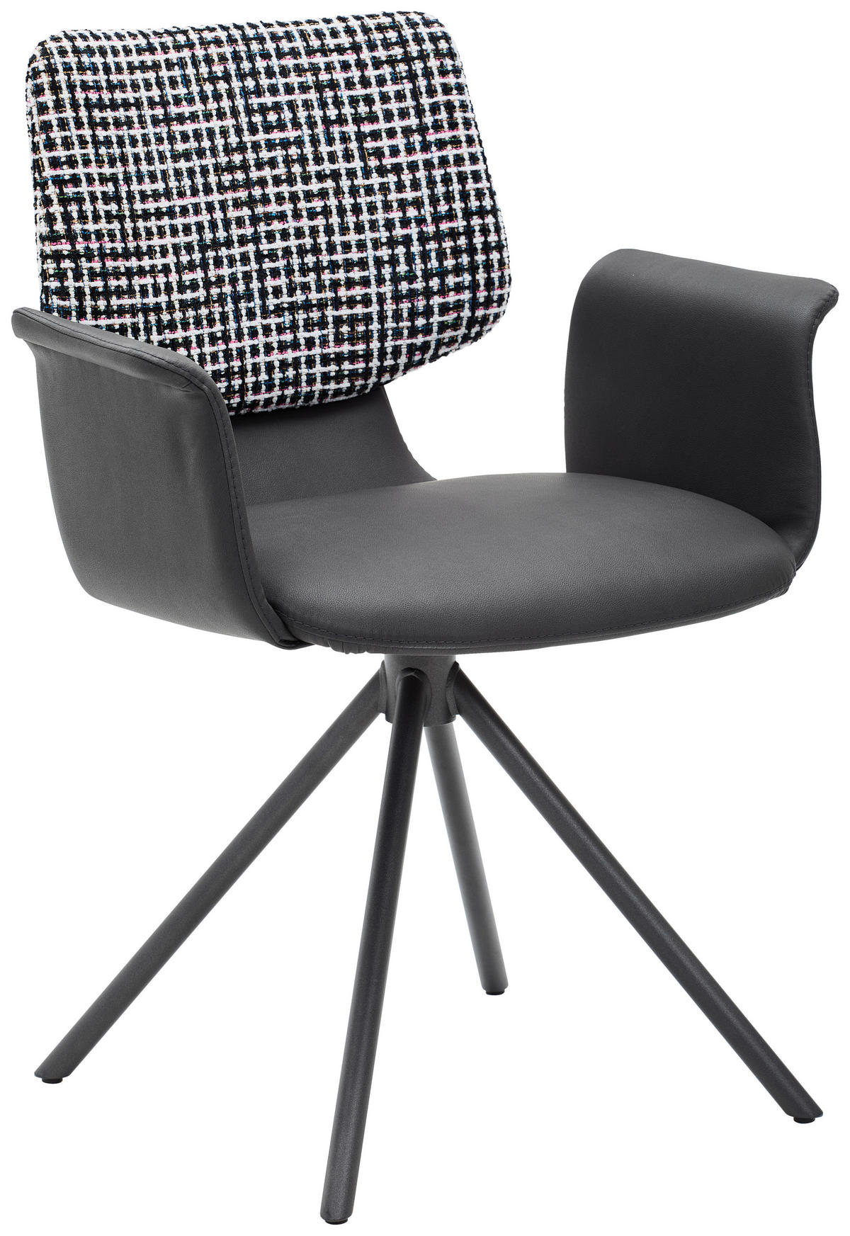 ARMLEHNSTUHL  in beschichtet, Lederlook  - Blau/Anthrazit, Design, Textil/Metall (64/87/56,5cm) - Musterring