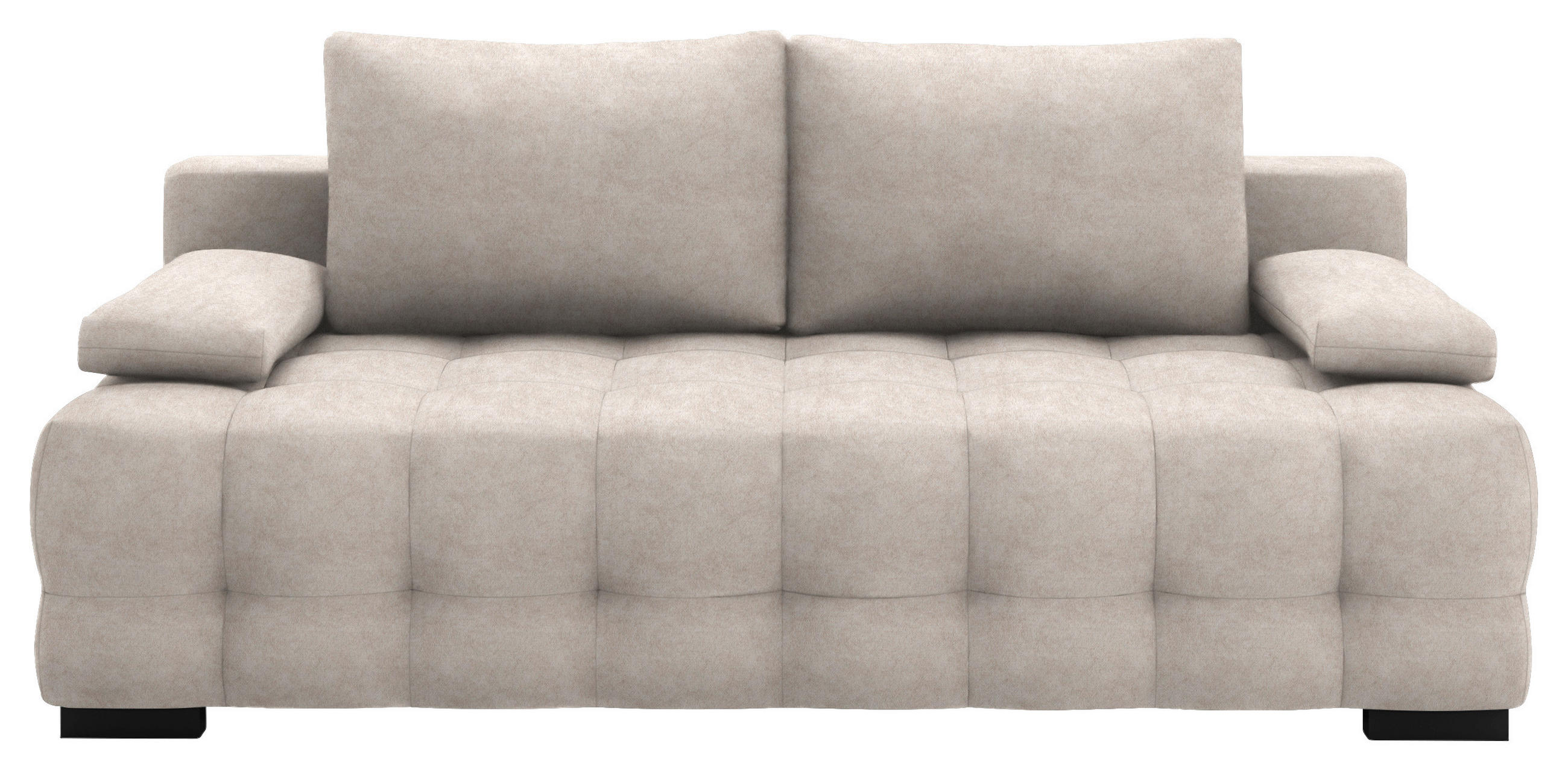 SCHLAFSOFA in Velours Beige  - Beige/Schwarz, KONVENTIONELL, Kunststoff/Textil (209/96/100cm) - Stylife
