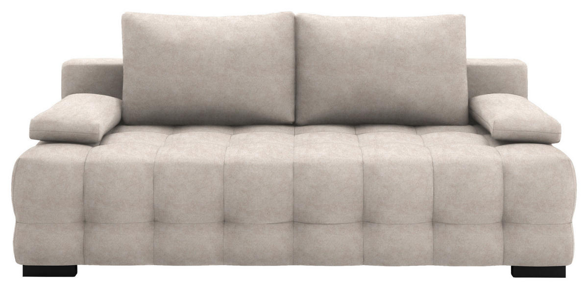 SCHLAFSOFA in Velours Beige  - Beige/Schwarz, KONVENTIONELL, Kunststoff/Textil (209/96/100cm) - Stylife