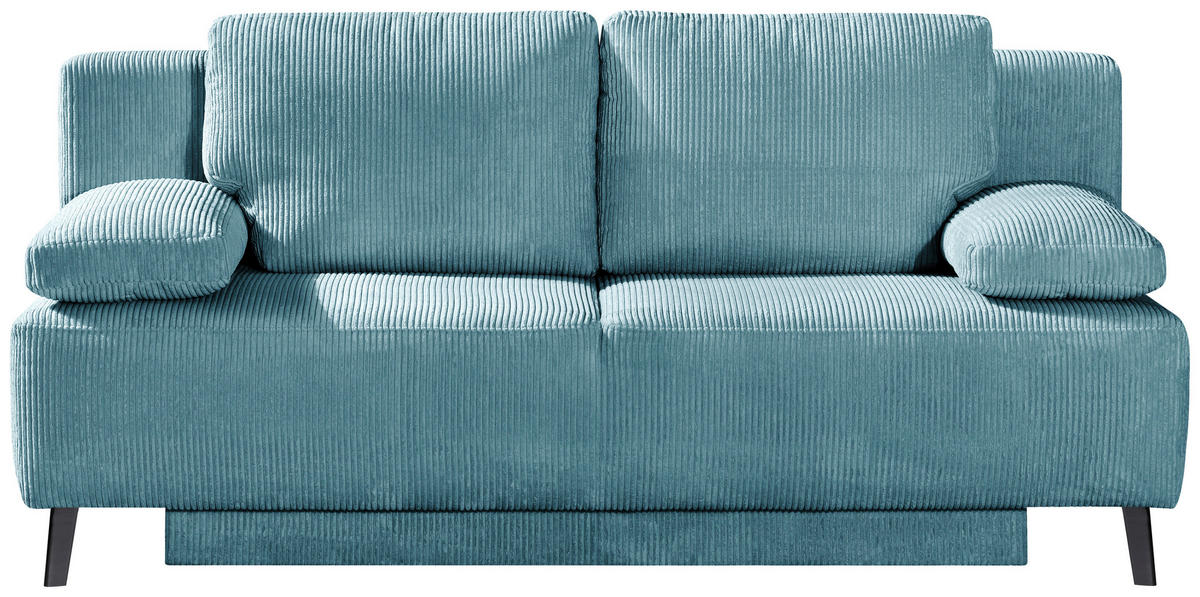 SCHLAFSOFA in Cord Türkis  - Türkis/Schwarz, Modern, Textil/Metall (197/92/88cm) - Novel