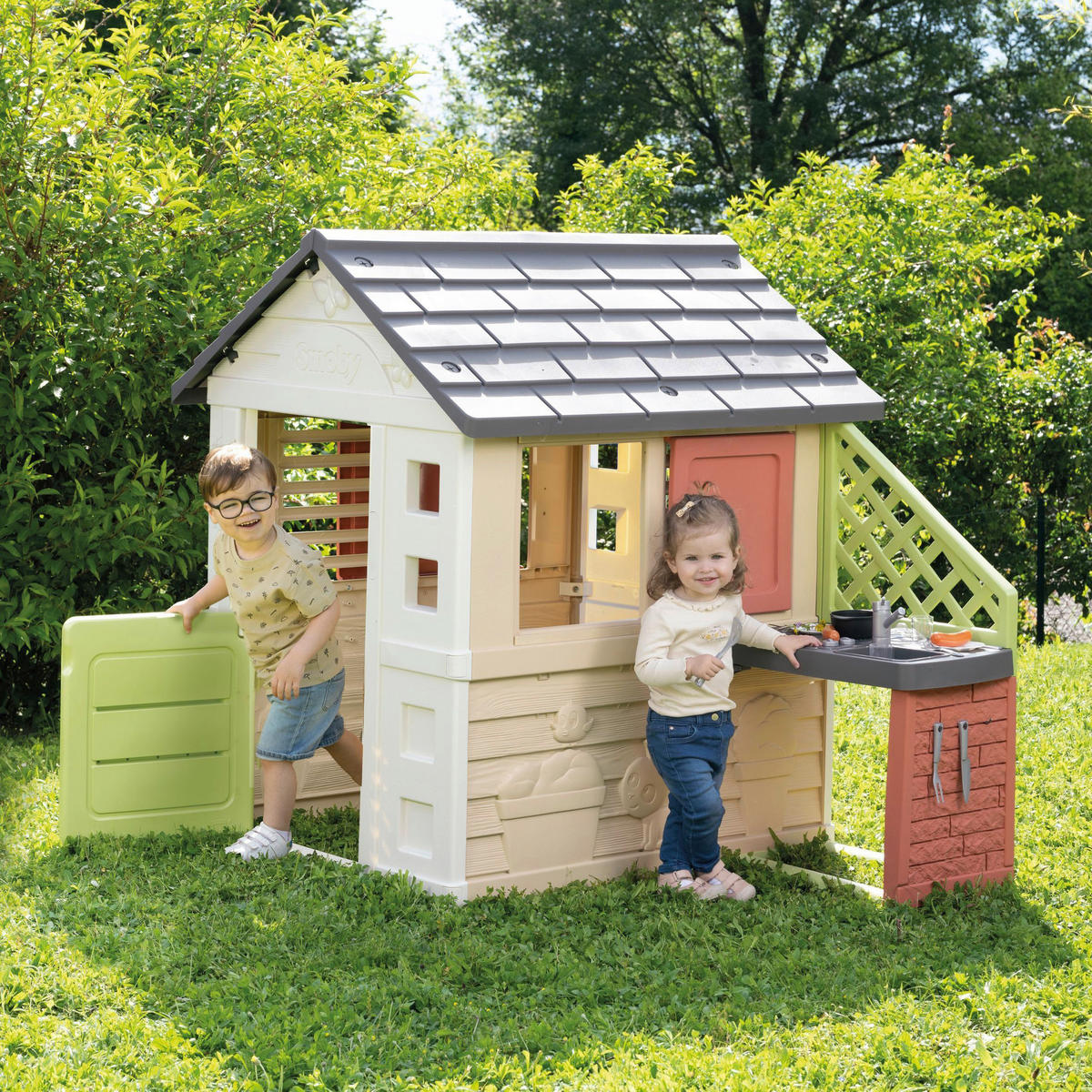 SPIELHAUS  - Salbeigrün, Basics, Kunststoff (23,60/99/114,70cm) - SMOBY