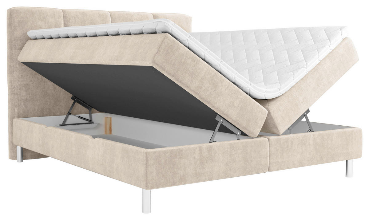 BOXBETT 180/200 cm  in Beige  - Chromfarben/Beige, Design, Holz/Holzwerkstoff (180/200cm) - Esposa