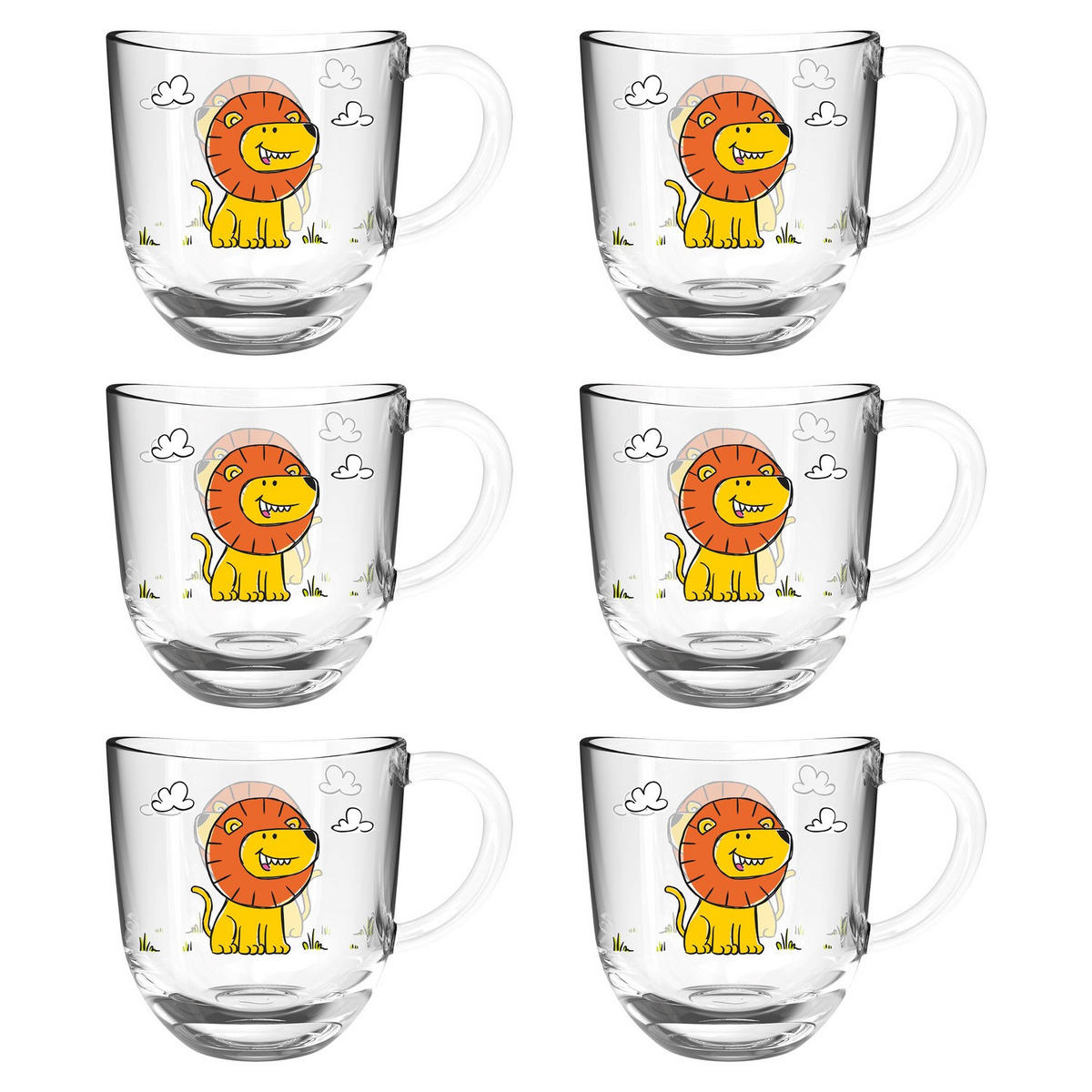 TASSENSET 6-teilig  - Transparent, Trend, Glas (13,60/14,10/8,70cm) - Leonardo