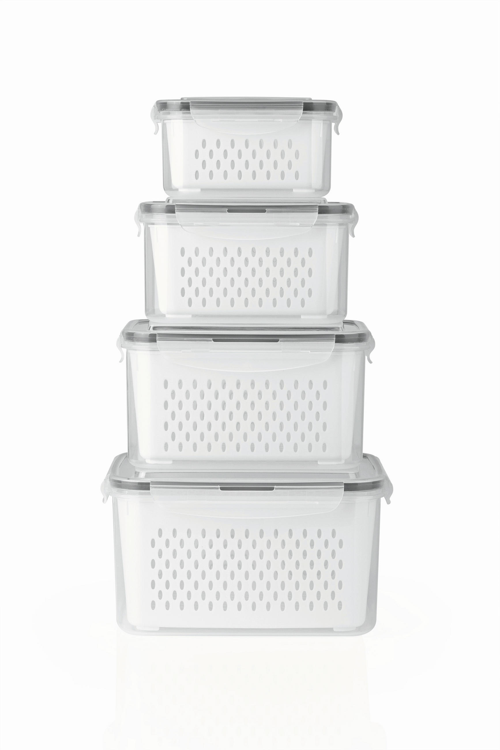 Gourmetmaxx Frischhaltedosenset GOURMETmaxx Grau, Transparent 19x13x23.5 cm