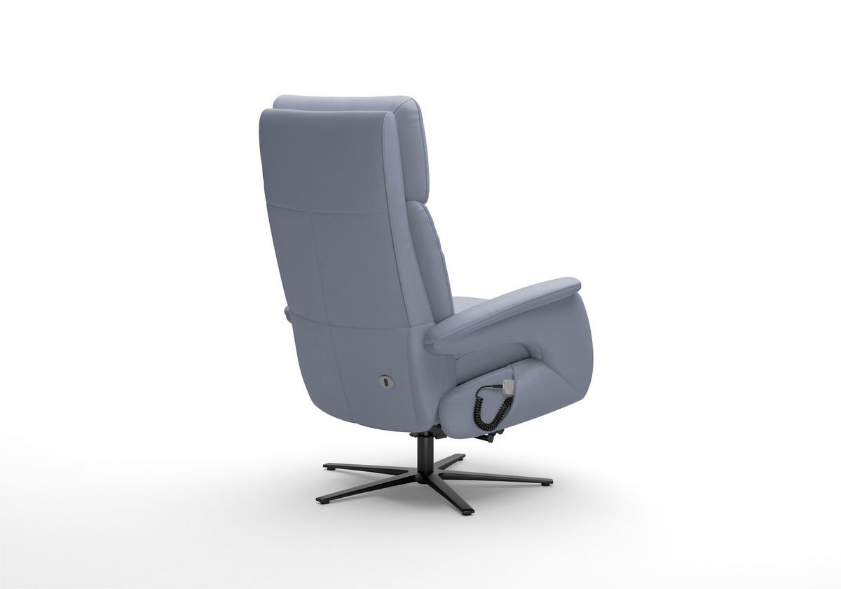 RELAXSESSEL TV TRIPLE SEVEN XTRA LARGE L3 Echtleder Kopfteilverstellung, Fußteilverstellung, Rücken echt    - Graublau/Schwarz, Basics, Leder/Metall (86/115/86cm) - Sit & More