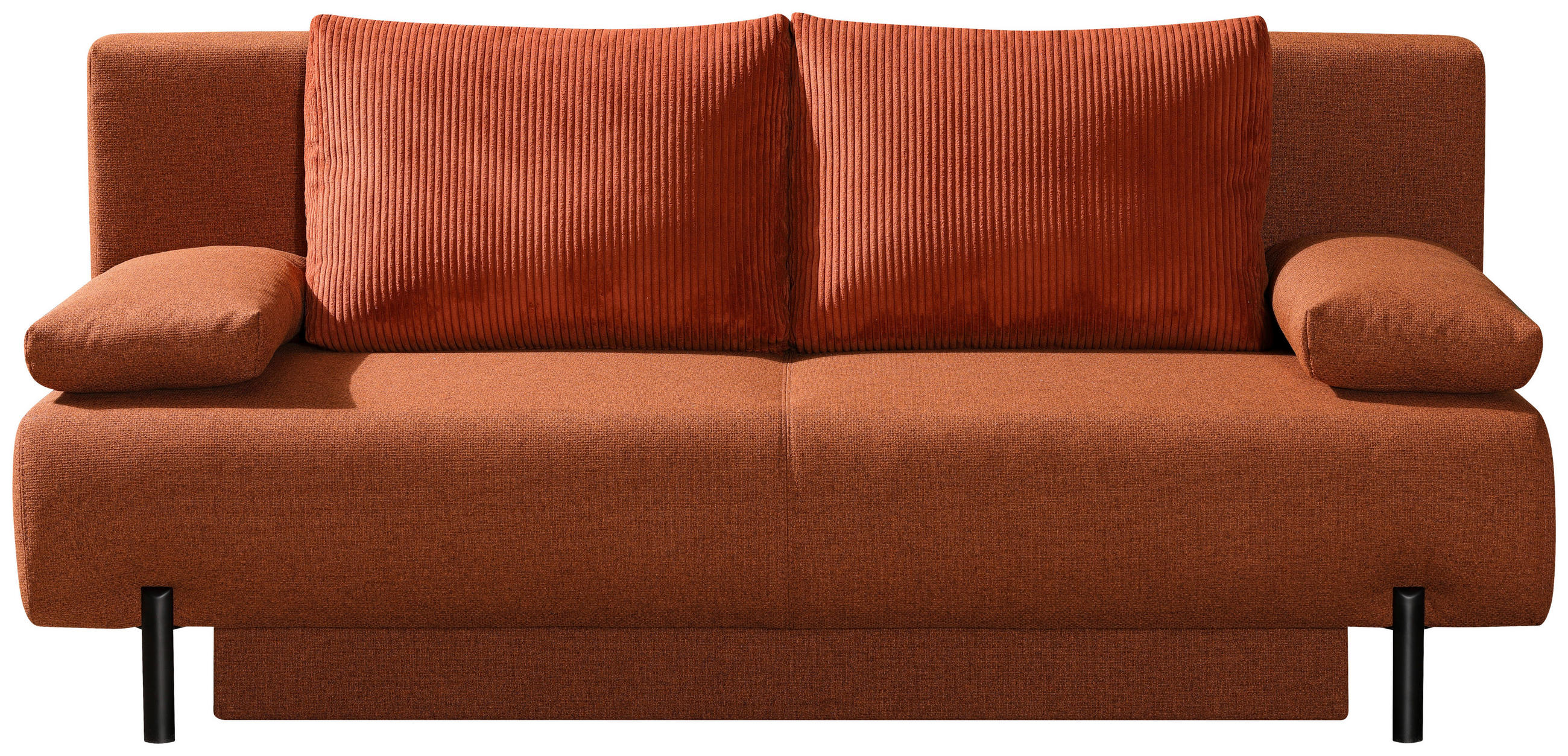 SCHLAFSOFA  mit Liegefunktion Webstoff Terracotta  - Terracotta/Schwarz, KONVENTIONELL, Textil/Metall (197/88/89cm) - Novel