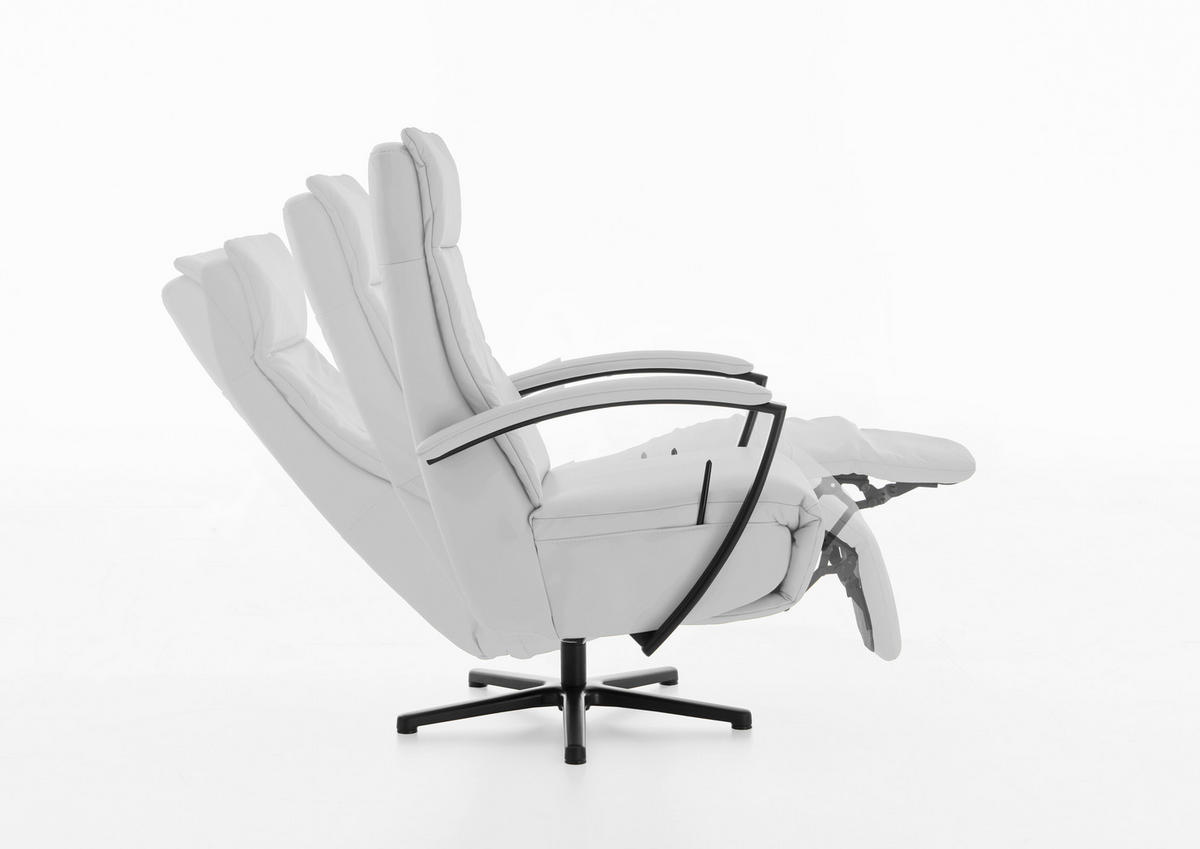RELAXSESSEL in Leder Weiß  - Schwarz/Weiß, Design, Leder/Metall (76/112/83cm) - Beldomo Speed