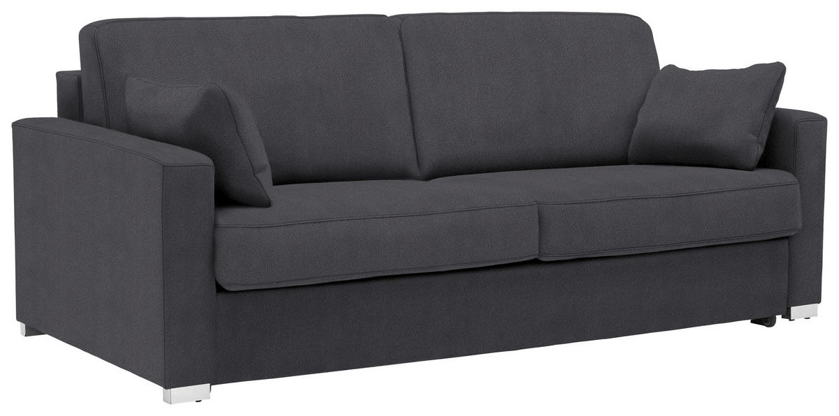 SCHLAFSOFA in Flachgewebe Dunkelgrau  - Chromfarben/Dunkelgrau, KONVENTIONELL, Textil/Metall (208/86/97cm) - Novel