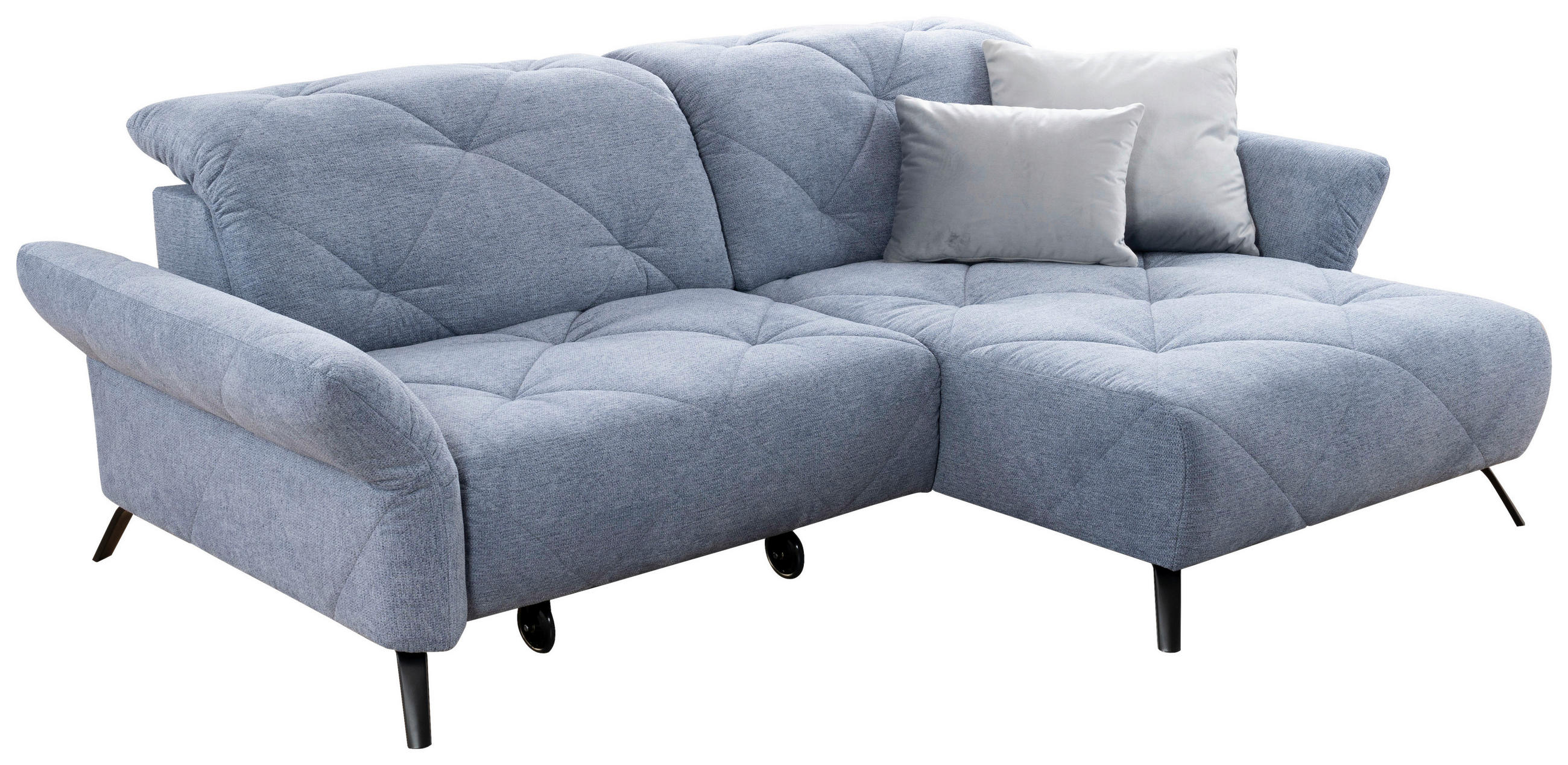 ECKSOFA in Webstoff Blau  - Blau/Schwarz, Design, Textil/Metall (244/173cm) - Moderano