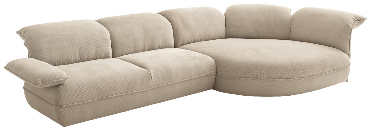ECKSOFA Cord Beige  - Beige/Schwarz, Design, Kunststoff/Textil (343/154cm) - Koinor