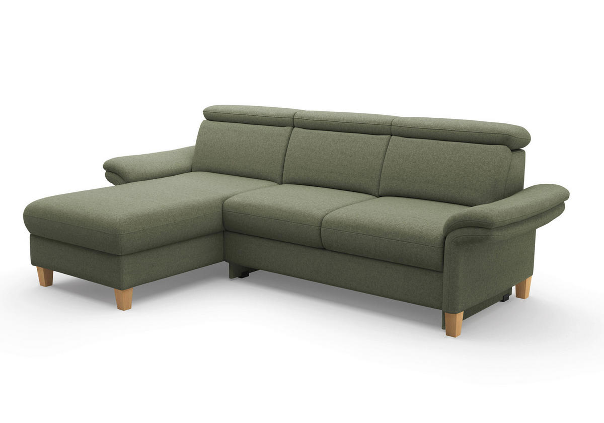 ECKSOFA GLENDALE E Olivgrün Flachgewebe  - Eichefarben/Olivgrün, KONVENTIONELL, Holz/Textil (166/253cm) - Sit & More